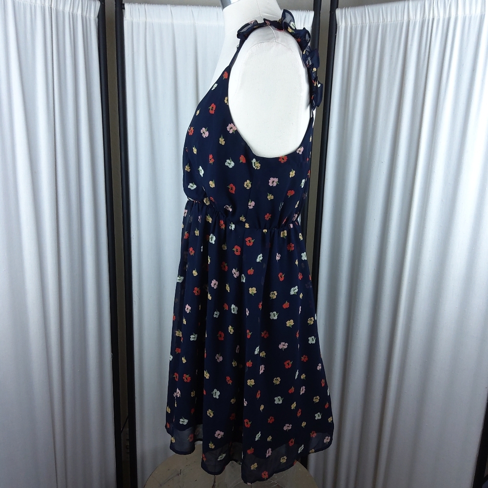Madewell Ruffle Strap‎ Wrap Confetti Floral Dress/Blue/Multi Color Print/Size 2 - Picture 2 of 8